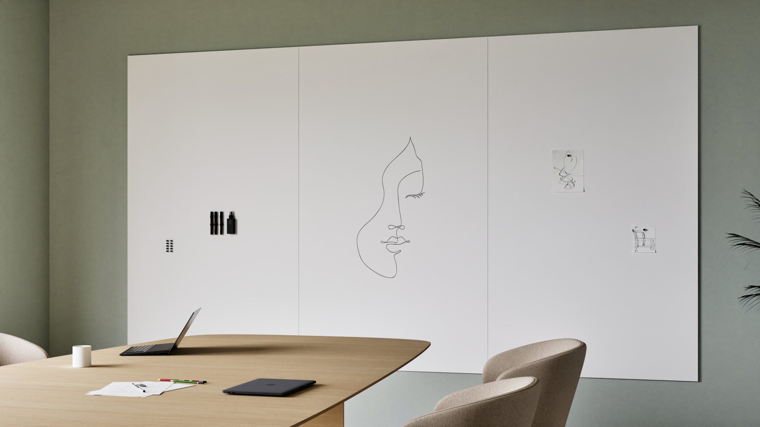 Chameleon whiteboardwand in een vergaderruimte